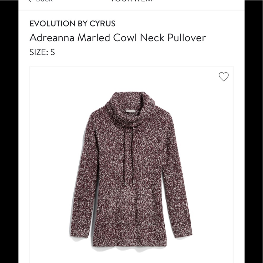 Evolution by Cyrus Adreanna Cowl Neck Pullover